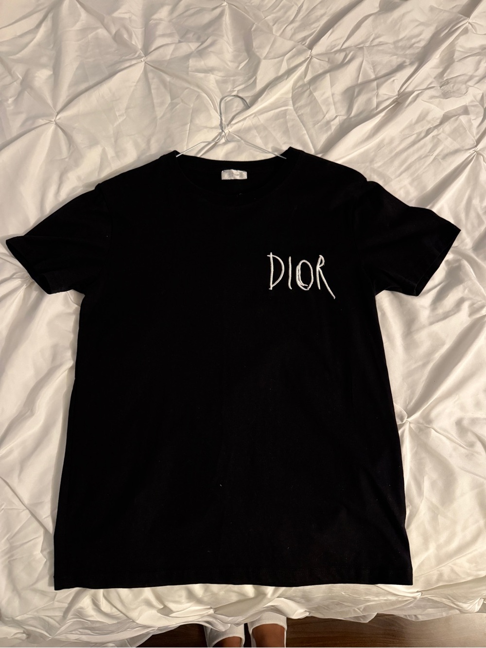 Graphic Embroidered Dior White Black Tee Logo Crewneck T-Shirt Short Sleeve